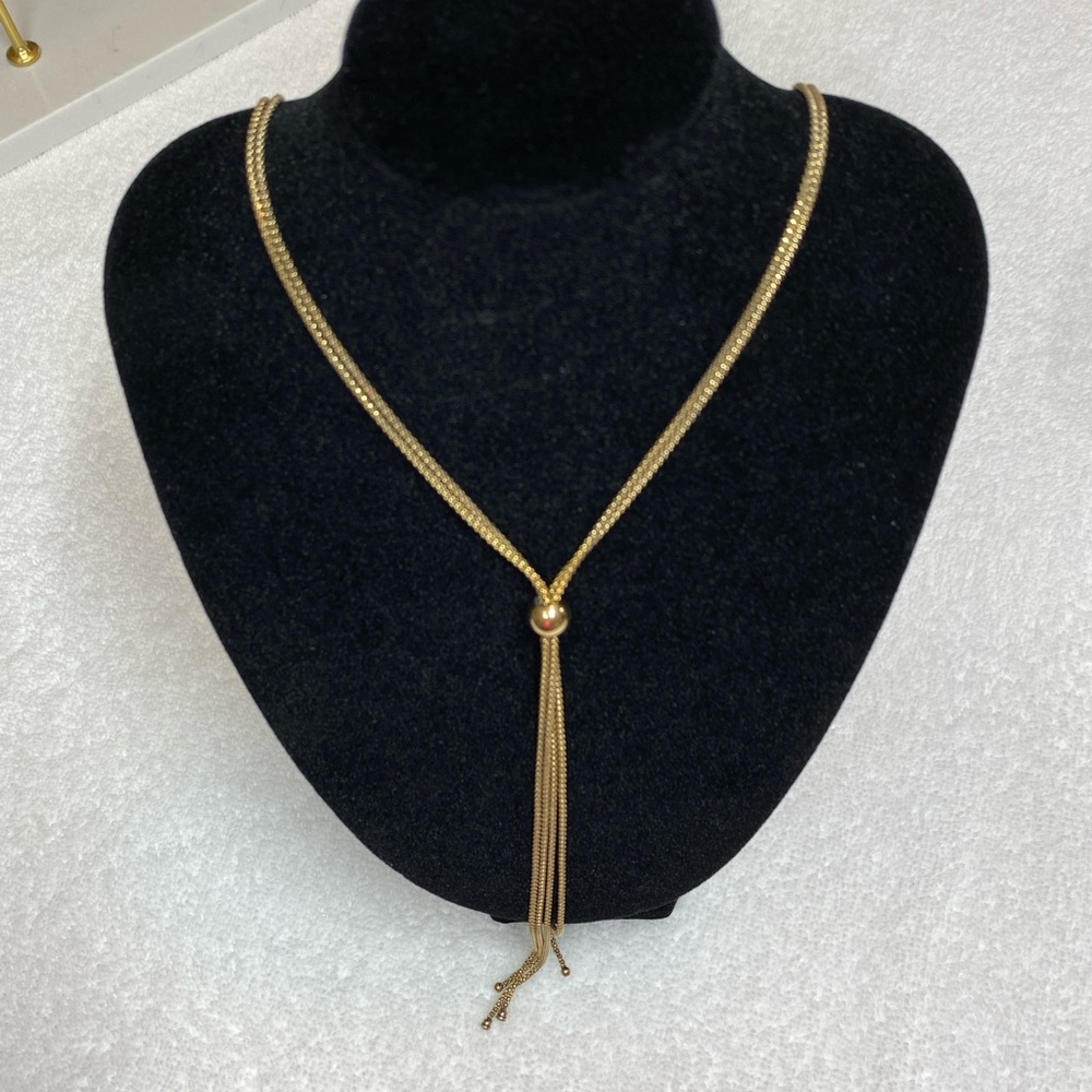 Classic Sliding Knot Gold Necklace with Tassel